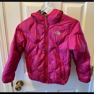 Girls North Face reversible puffer coat.